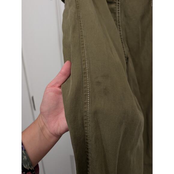 Anthropologie Jackson Utility Tapered Pant Olive Green Gorpcore Streetwear Linen - Picture 7 of 9